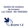 Scorm 1.2.  Licencia. Gestión de residuos de envases. Ley 7 2022-RD 1055 2022